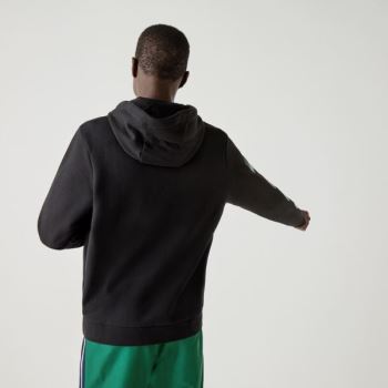 Lacoste Lacoste SPORT Crocodile Print Hooded Cotton Sweatshirt - Mikiny Pánské Černé | CZ-jIFZa5